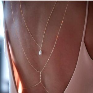 New! “Tan Everyday” Back Body Chain Gold With Pearl  (1045)